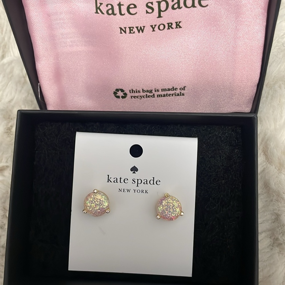 ✨Kate Spade Rise And Shine Glitter Opal Studs✨ - Picture 5 of 8